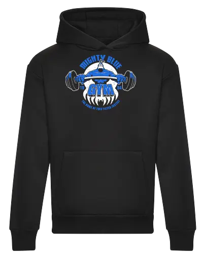 Blauer Superheld Fitnessstudio Vintage 1994 Muskel Cartoon Retro