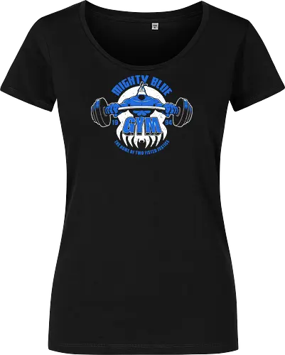 Blauer Superheld Fitnessstudio Vintage 1994 Muskel Cartoon Retro