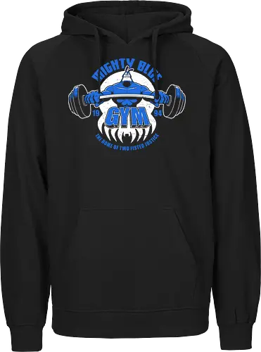 Blauer Superheld Fitnessstudio Vintage 1994 Muskel Cartoon Retro