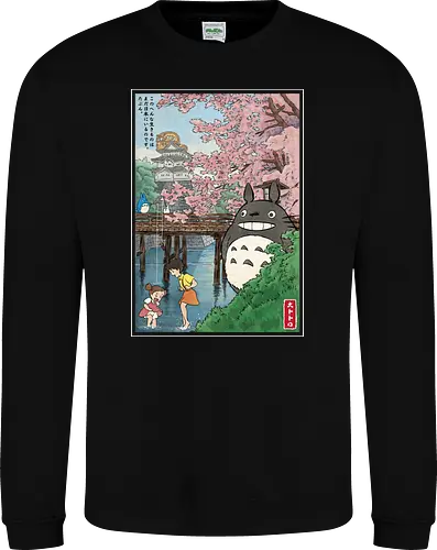 Castles and cherry blossoms with my neighbor - anime, manga, japan, japanese art, my neighbor, otaku, miyazaki - Sweatshirt