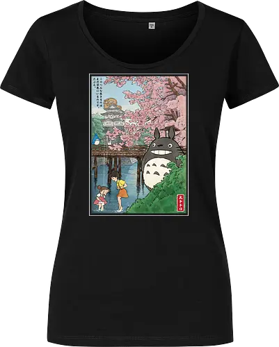 Castles and cherry blossoms with my neighbor - anime, manga, japan, japanese art, my neighbor, otaku, miyazaki - Women T-Shirt