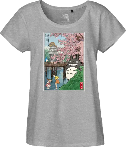 Castles and cherry blossoms with my neighbor - anime, manga, japan, japanese art, my neighbor, otaku, miyazaki - Fairtrade Girl Shirt