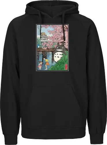 Castles and cherry blossoms with my neighbor - anime, manga, japan, japanese art, my neighbor, otaku, miyazaki - Fairtrade Hoodie