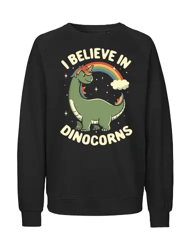 I Believe in Dinocorns - koalatees, koala, koalastudio, dinocorn, dinosaur, unicorn, rainbow, cute, funny shirt, fantasy, silly - Fairtrade Sweatshirt