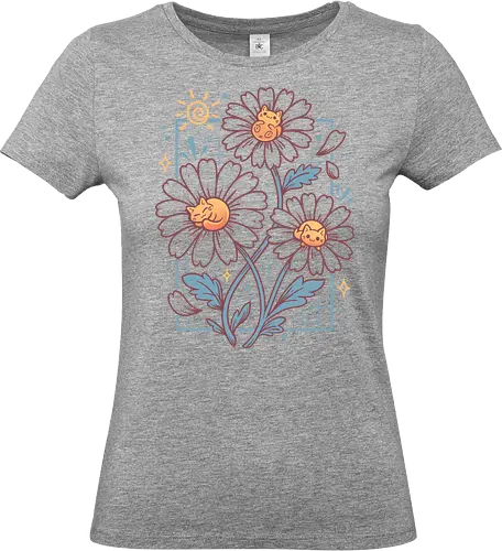 Lazy Daisy Cats - cat lover, kittens, summer vibes, spring, daisy flower, floral, nature, cottagecore, kawaii, cozy, botanical, garden, flowers, cute animals - Standard T-Shirt (Women)