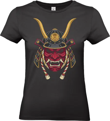The Crimson Shogun: Oni Samurai - Samurai Oni mask shirt, Japanese demon graphic tee, neo traditional tattoo apparel, crimson samurai streetwear, kabuto helmet design, Yokai folklore clothing, Ronin warrior merch, martial arts aesthetic tee, dark Japanese streetwear, red demon face shirt - Standard T-Shirt (Women)