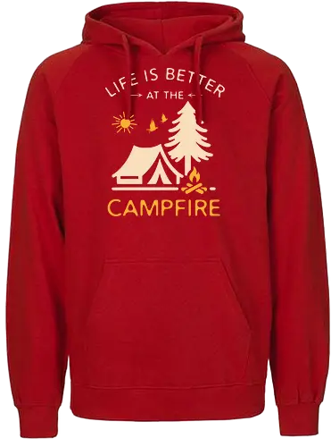 Am Lagerfeuer Ist Das Leben Besser – Camping Outdoor Abenteuer Design - Lagerfeuer, Camping, Camper, Zelt, Outdoor, Natur, Wald, Abenteuer, Wandern, Campen, Vanlife, Wohnmobil, Campingplatz, Trekking, Wildnis, Berge, Reise, Urlaub, Freizeit, Naturfreund, Outdoor Leben, Bonfire, Waldliebe, Campfire, Abenteuerlust, Camping Geschenk, Zelten, Nationalpark, Outdoor Fan, Campingliebhaber - Fairtrade Hoodie