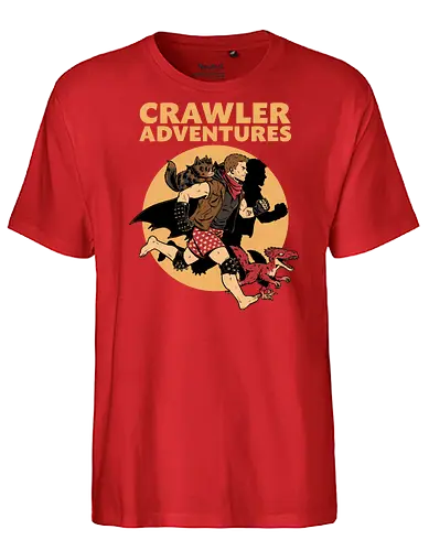 Dungeon Crawler Comic Cover - nerd, geek, book, books, bookworm, post-apocalypse, RPG, role-playing game, tabletop, isekai, fantasy, adventure, crawler, game, video game, video games, games, cat, pet, Poster, persian cat, dinosaur, velociraptor, raptor, fun, funny, comic book, mashup. comic book cover, cover, Donut, Science Fantasy, Science Fiction, Scifi - Fairtrade T-Shirt