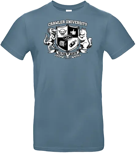 Dungeon Crawler University - nerd, geek, book, books, bookworm, RPG, role-playing game, tabletop, isekai, fantasy, adventure, post-apocalypse, crawler, game, video game, video games, games, fun, funny, college, university, logo, coat of arms, shield, cat, pet, persian cat, dinosaur, velociraptor, raptor, monster, creature, goblin, social media, thumbs up, treasure chest, treasure, prize, bomb, explosion, explosive, fire, quote, Donut, Science Fantasy, Science Fiction, Scifi - Standard T-Shirt