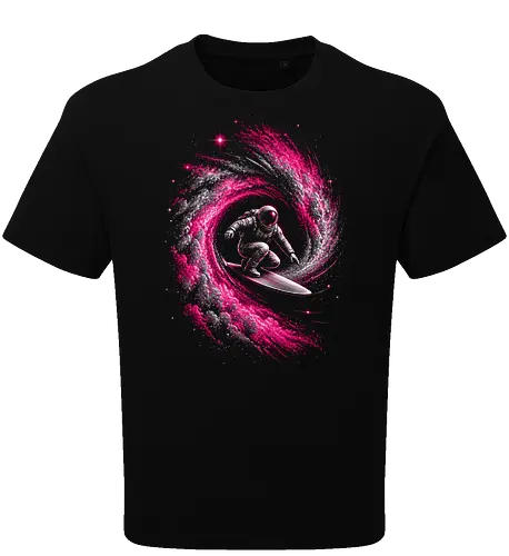 Astronaut Surfing a Cosmic Wave Pink