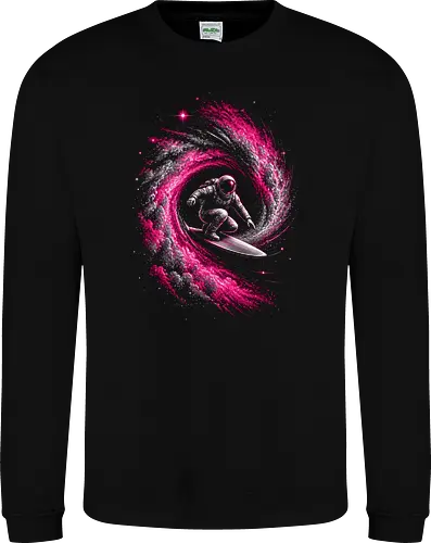 Astronaut Surfing a Cosmic Wave Pink