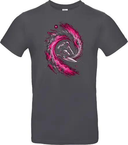 Astronaut Surfing a Cosmic Wave Pink