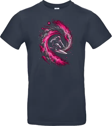 Astronaut Surfing a Cosmic Wave Pink