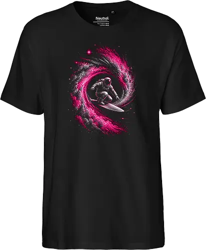 Astronaut Surfing a Cosmic Wave Pink
