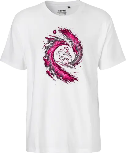 Astronaut Surfing a Cosmic Wave Pink