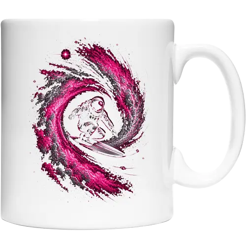 Astronaut Surfing a Cosmic Wave Pink