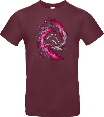 Astronaut Surfing a Cosmic Wave Pink