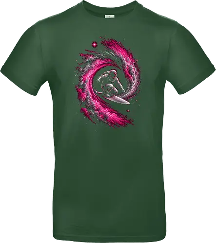 Astronaut Surfing a Cosmic Wave Pink