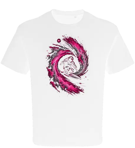 Astronaut Surfing a Cosmic Wave Pink