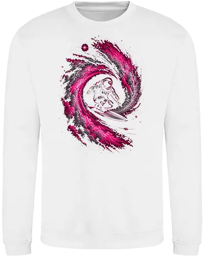 Astronaut Surfing a Cosmic Wave Pink