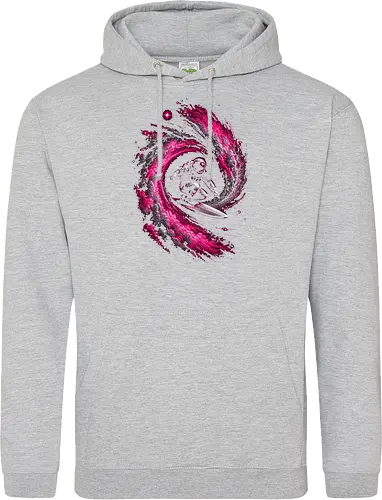 Astronaut Surfing a Cosmic Wave Pink