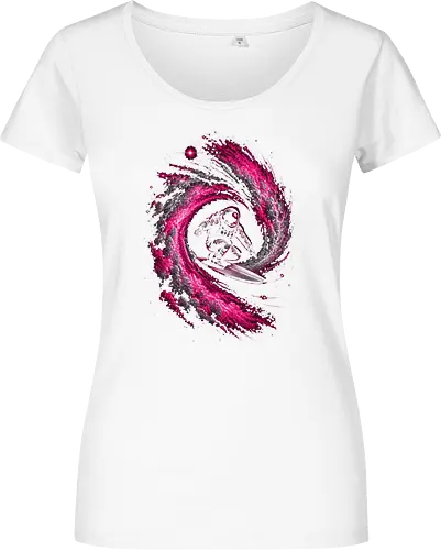 Astronaut Surfing a Cosmic Wave Pink