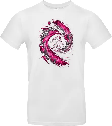 Astronaut Surfing a Cosmic Wave Pink