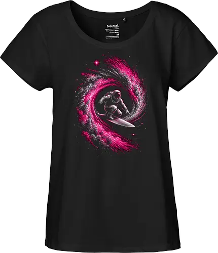 Astronaut Surfing a Cosmic Wave Pink