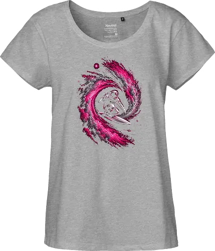 Astronaut Surfing a Cosmic Wave Pink