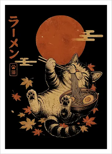 Japanische Ramen Katze Ukiyoe Vintage Kunst