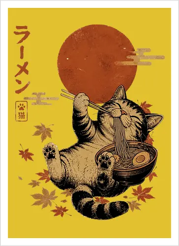Japanische Ramen Katze Ukiyoe Vintage Kunst