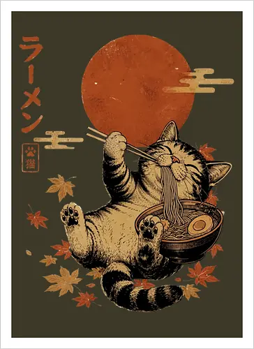Japanische Ramen Katze Ukiyoe Vintage Kunst