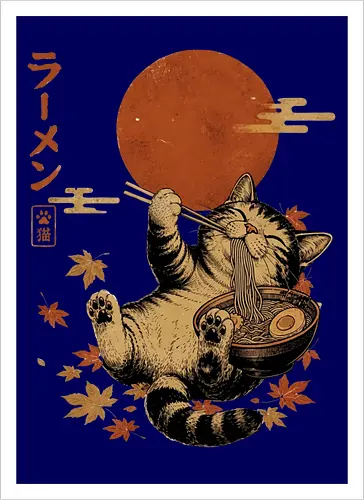 Japanische Ramen Katze Ukiyoe Vintage Kunst