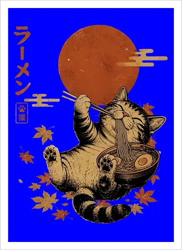 Japanische Ramen Katze Ukiyoe Vintage Kunst