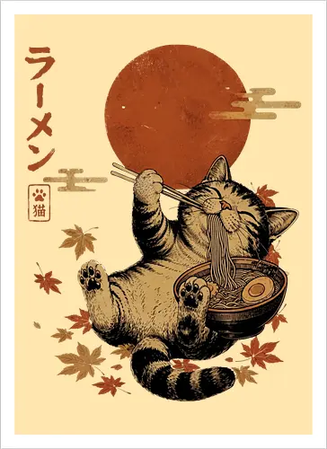 Japanische Ramen Katze Ukiyoe Vintage Kunst