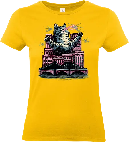 Attack of the Furry Beast - Cat, cats, animal, beast, funny, cute, furry, attack - Standard T-Shirt (Women)