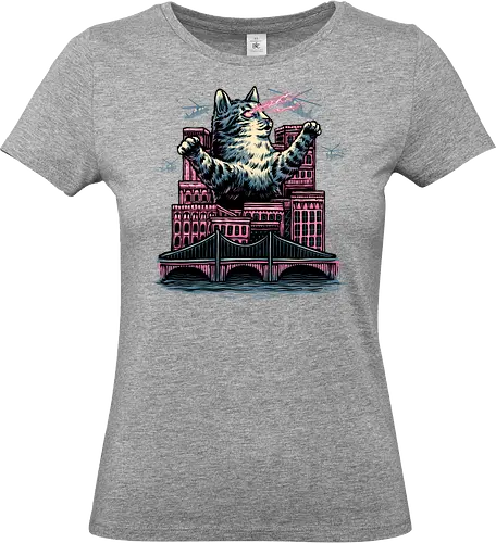 Attack of the Furry Beast - Cat, cats, animal, beast, funny, cute, furry, attack - Standard T-Shirt (Women)