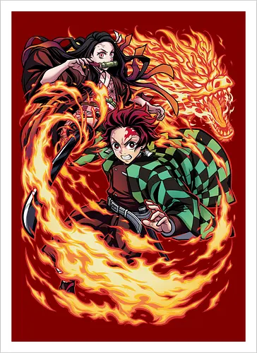 Infernal Sibling Flame - DemonSlayer, KimetsuNoYaiba, DemonSlayerAnime, Anime, AnimeArt, AnimeEdit, AnimeFan, Tanjiro, TanjiroKamado, KamadoTanjiro, HinokamiKagura, SunBreathing, TanjiroEdit, Nezuko, NezukoKamado, KamadoNezuko, NezukoEdit, DemonNezuko, TanjiroAndNezuko, KamadoSiblings, SiblingBond, BrotherAndSister - Artprint