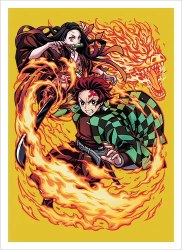 Infernal Sibling Flame - DemonSlayer, KimetsuNoYaiba, DemonSlayerAnime, Anime, AnimeArt, AnimeEdit, AnimeFan, Tanjiro, TanjiroKamado, KamadoTanjiro, HinokamiKagura, SunBreathing, TanjiroEdit, Nezuko, NezukoKamado, KamadoNezuko, NezukoEdit, DemonNezuko, TanjiroAndNezuko, KamadoSiblings, SiblingBond, BrotherAndSister - Artprint