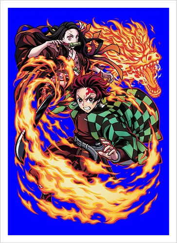 Infernal Sibling Flame - DemonSlayer, KimetsuNoYaiba, DemonSlayerAnime, Anime, AnimeArt, AnimeEdit, AnimeFan, Tanjiro, TanjiroKamado, KamadoTanjiro, HinokamiKagura, SunBreathing, TanjiroEdit, Nezuko, NezukoKamado, KamadoNezuko, NezukoEdit, DemonNezuko, TanjiroAndNezuko, KamadoSiblings, SiblingBond, BrotherAndSister - Artprint