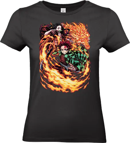 Infernal Sibling Flame - DemonSlayer, KimetsuNoYaiba, DemonSlayerAnime, Anime, AnimeArt, AnimeEdit, AnimeFan, Tanjiro, TanjiroKamado, KamadoTanjiro, HinokamiKagura, SunBreathing, TanjiroEdit, Nezuko, NezukoKamado, KamadoNezuko, NezukoEdit, DemonNezuko, TanjiroAndNezuko, KamadoSiblings, SiblingBond, BrotherAndSister - Standard T-Shirt (Women)