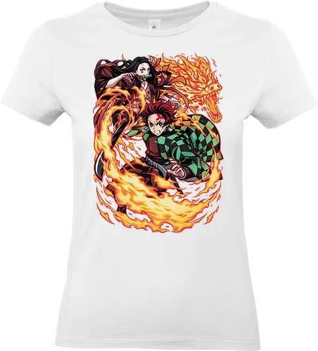 Infernal Sibling Flame - DemonSlayer, KimetsuNoYaiba, DemonSlayerAnime, Anime, AnimeArt, AnimeEdit, AnimeFan, Tanjiro, TanjiroKamado, KamadoTanjiro, HinokamiKagura, SunBreathing, TanjiroEdit, Nezuko, NezukoKamado, KamadoNezuko, NezukoEdit, DemonNezuko, TanjiroAndNezuko, KamadoSiblings, SiblingBond, BrotherAndSister - Standard T-Shirt (Women)