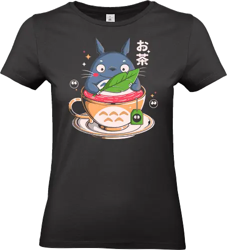My Tea Neighbor - cozy fantasy, tea lover, forest spirit, kawaii art, japanese aesthetic, magical creature, woodland magic, cute character, nature lover, anime inspired, cottagecore, green tea, whimsical art, cozy vibes, geek culture - Standard T-Shirt (Women)