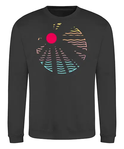 Heat Wave - Minimal, sunset, pastel, sun rays, beams, light, summer, summertime, holiday, waves, stripes - Sweatshirt