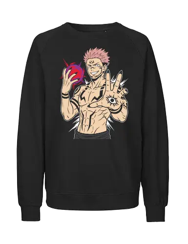 Malevolent Cursed Demon - Dark Anime Aesthetic - dark anime, anime villain, cursed spirit, demon, pink hair anime, anime aesthetic, face tattoos, body markings, shonen, japanese streetwear, manga aesthetic, malevolent, evil spirit, dark magic, anime boy, edgy anime, yokai, anime gym, occult, dark fantasy - Fairtrade Sweatshirt