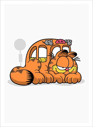 Fauler Oranger Katzenbus Lustig Cartoon Anime Mashup Geek