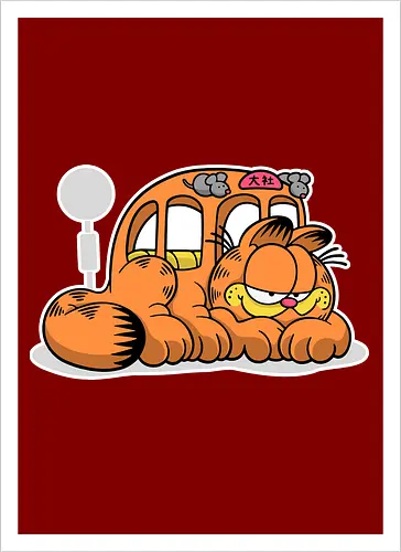 Fauler Oranger Katzenbus Lustig Cartoon Anime Mashup Geek