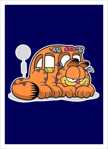 Fauler Oranger Katzenbus Lustig Cartoon Anime Mashup Geek