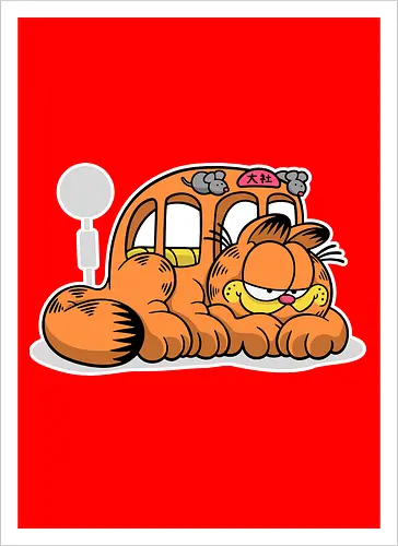 Fauler Oranger Katzenbus Lustig Cartoon Anime Mashup Geek