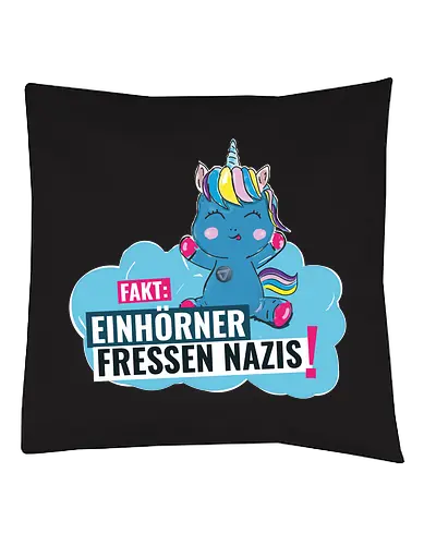 Einhorn - Kissenbezug (schwarz)